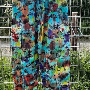 Cotton light cotton ,Mushrooms Summer, Winter, Trousers, Printed ,Casual, Hippie, Boho, Elastic , Himalayan Made, Perfect Gift For Him!
