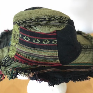 Unisex Hemp Cotton Green-Wire Rim- Festival- Summer-Hippie Hat- Hand Made In Nepal