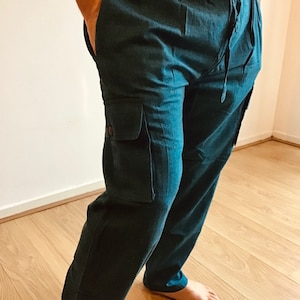 Himalayan Cotton Lounge Pants: Men&#39;s Elastic Waist Cargo Trousers