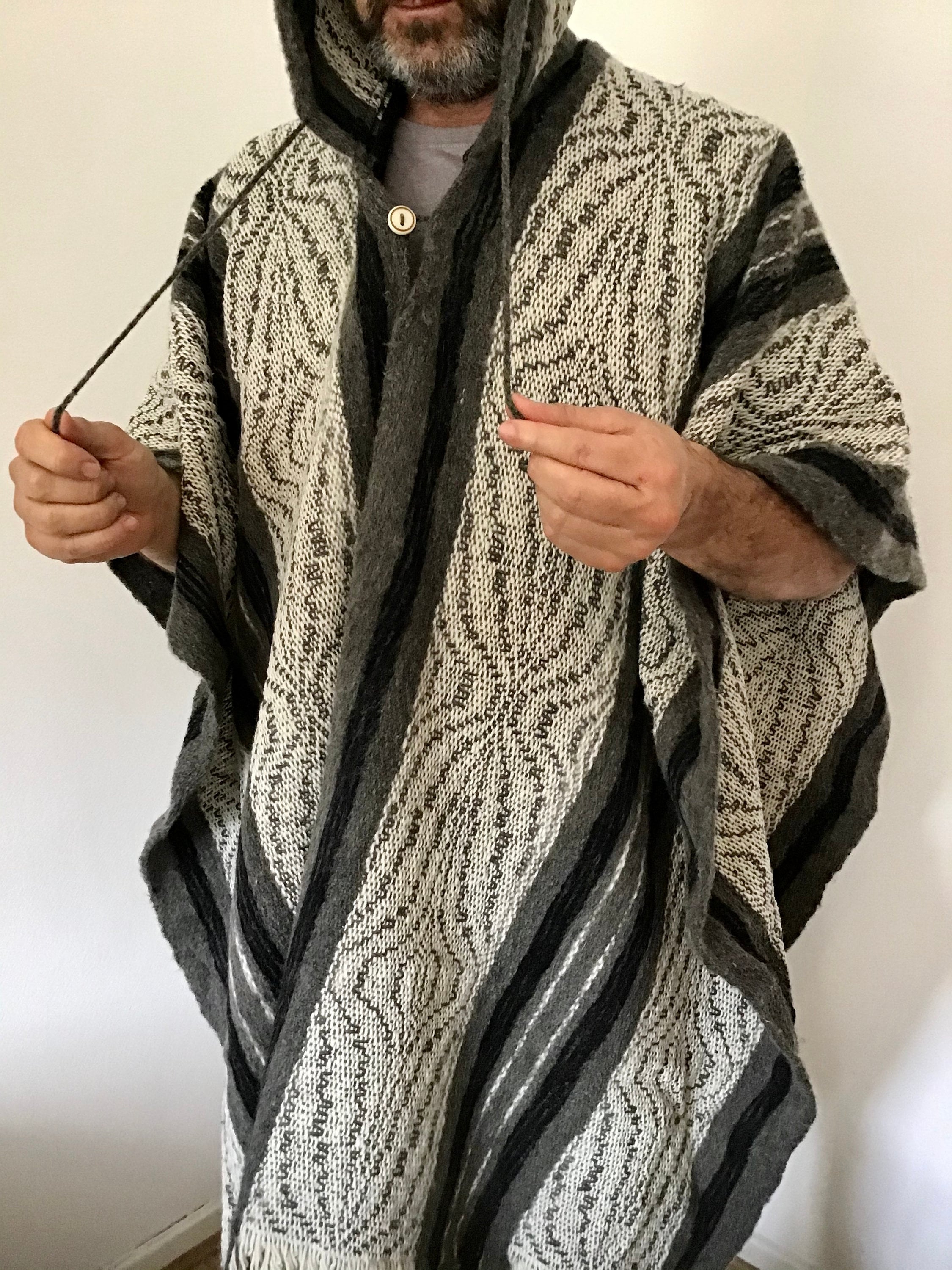 ジャケット・アウター ANATOMICA CAPE OFF WHITE ORGANIC WOOL 100% Wool, Mens,unisex, Original ,south American, Handwoven