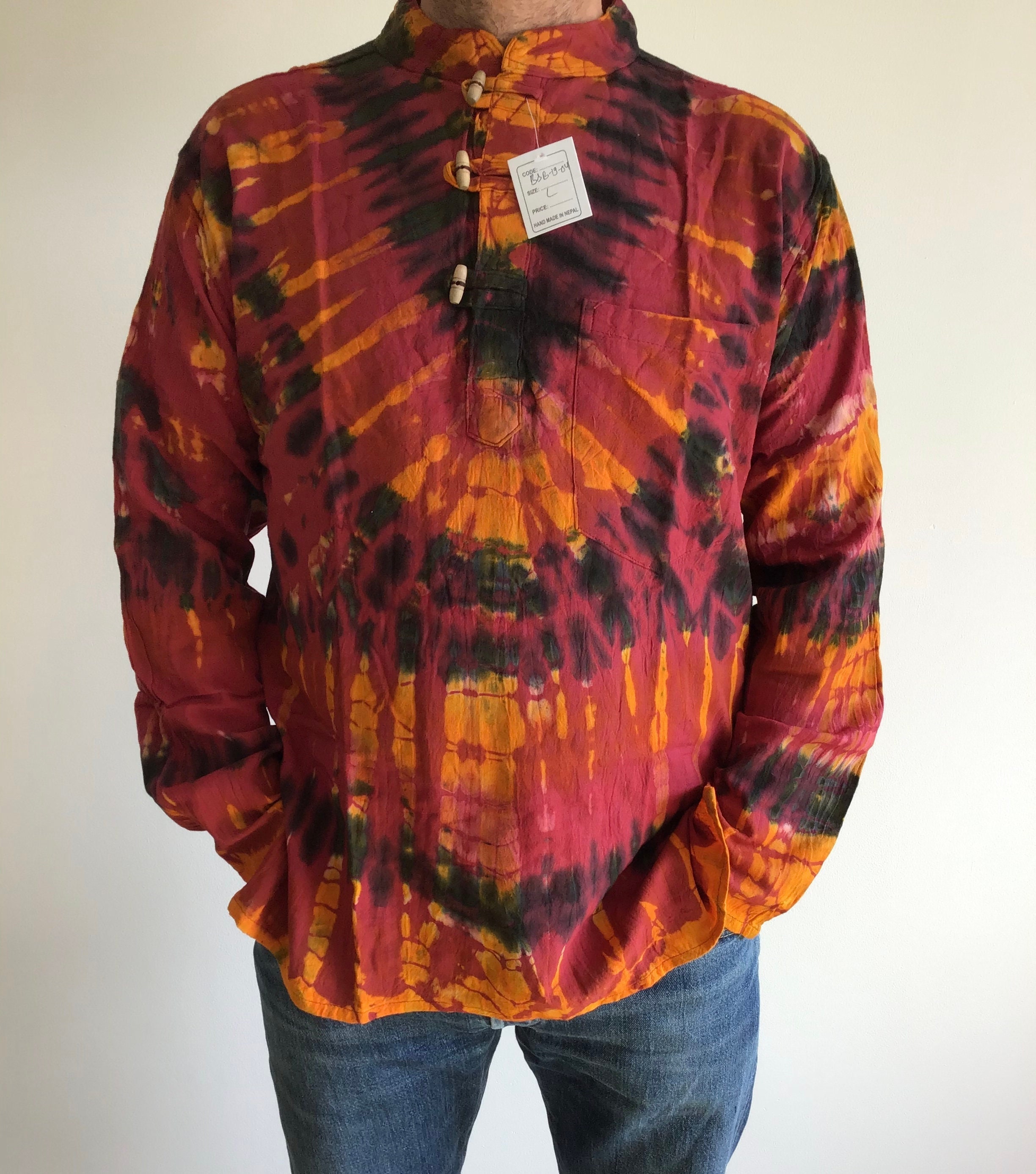 Caporal Maggiore Capo Camicia Floreale Hippy Blu Adulto: Costumi