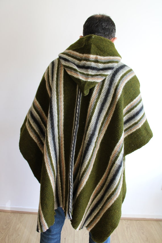 Wool, Mens, Unisex, Original, Green , South American, Handwoven, Poncho,  Cape, Coat ,cloak, Pullover, Perfect Gift -  New Zealand