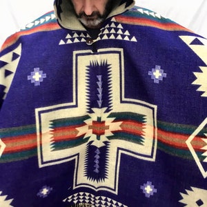 Originale, sudamericano, PONCHO, Capo, Giacca, Boho, Etica, Tribale, Southwestern, Wind Runner, Design dei nativi americani, fatto a mano, taglia unica per tutti
