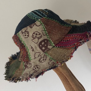 Unisex mushroom Hemp Cotton -Wire Rim- Festival- Summer-Hippie Hat- Hand Made In Nepal