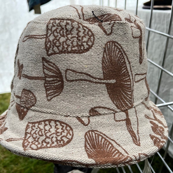 Unisex mushroom Hemp Cotton -Wire Rim- Festival- Summer-Hippie Hat- Hand Made In Nepal