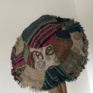 Unisex peace Hemp Cotton -Wire Rim- Festival- Summer-Hippie Hat- Hand Made In Nepal