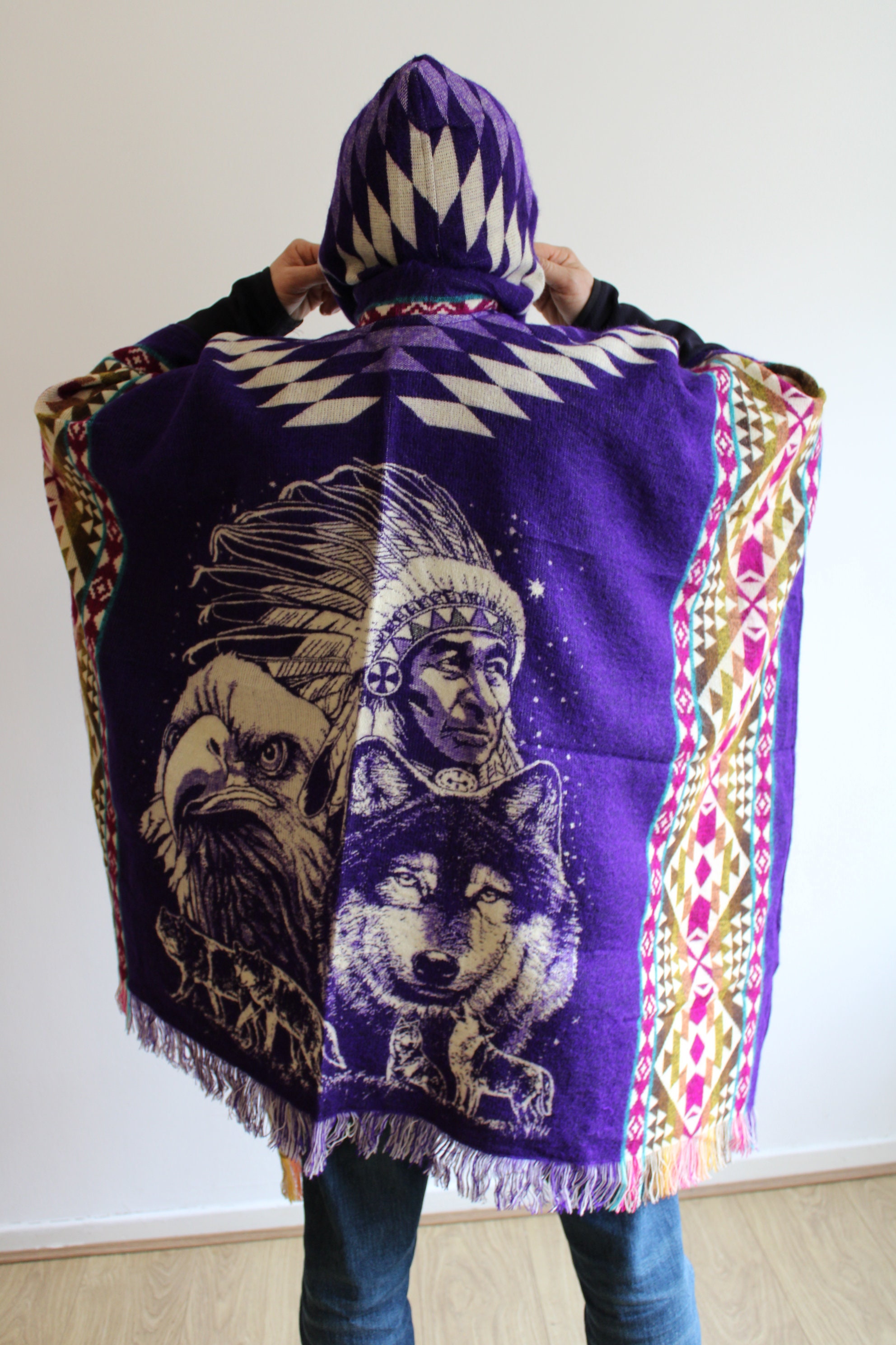 Original, South American ,handmade, PONCHO, Cape, Jacket
