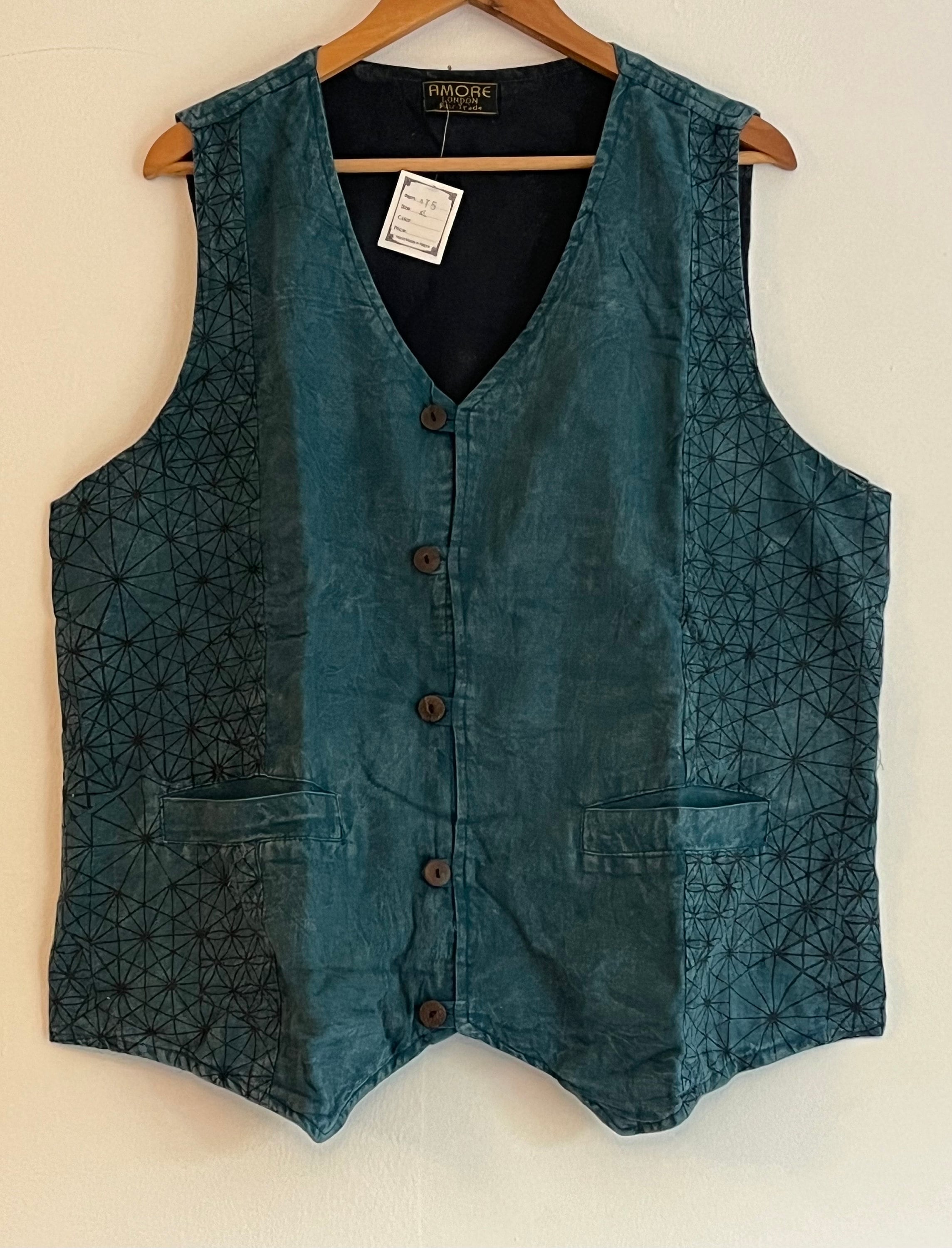 Colourful Men&#39;s Waistcoat 100%  Organic Himalayan Cotton Fair trade Boho, Casual, formal , dress smart occasions,  styles Handmade in  Nepal