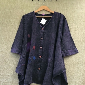 Ladies Larger Size Hippie Boho Festival Loose Flower Embroidered One Size 12-20