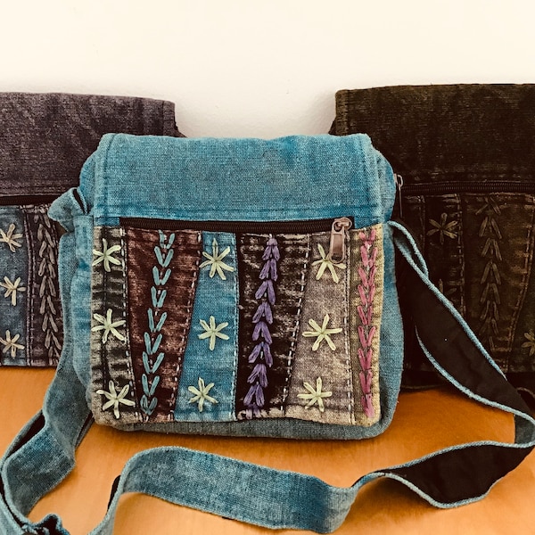 Cotton Embroidered Messenger Bag 8x8 inches Eco Friendly Ethnic iPad -Crossbody Bag Shoulder Travel Bag