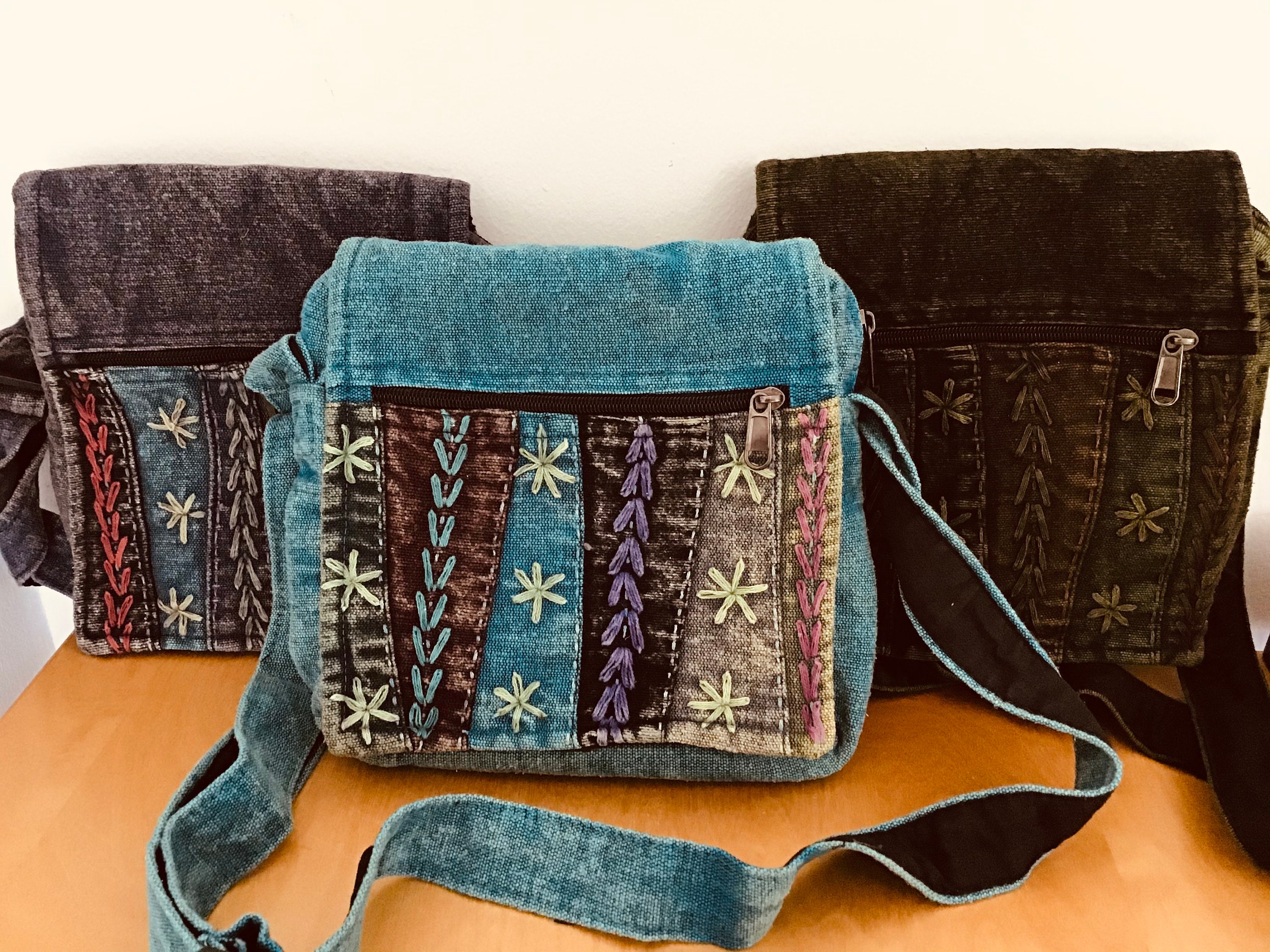Cotton Embroidered Messenger Bag 8x8 Inches Eco Friendly Cotton Embroidered Messenger Bag 8x8 Inches Eco Friendly
