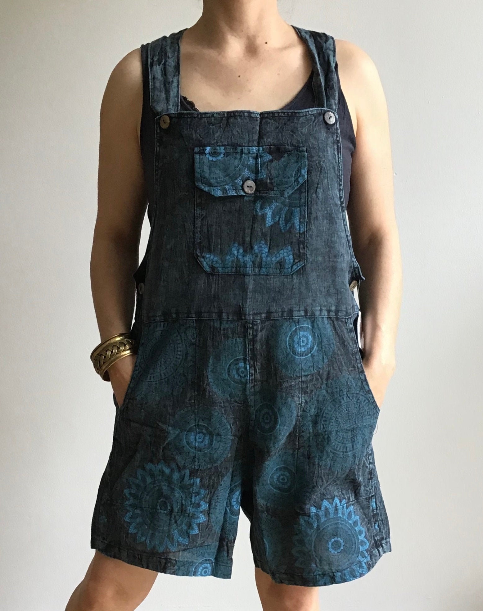 Ethnic Funky Hippy Festivals /Boho DUNGAREES SHORT- Flower -Jumpsuit …