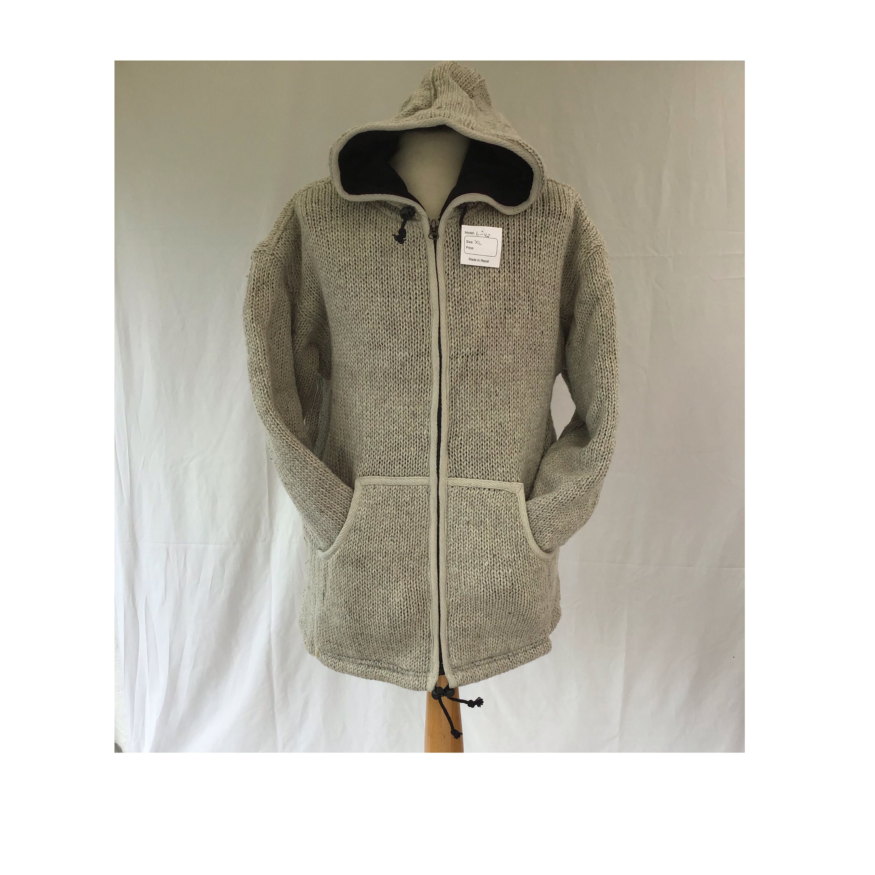 Sheep Wool Men's Plain Fleece Lined Hippy Jumper, Cardigan Festival Winter Hippie Jacket