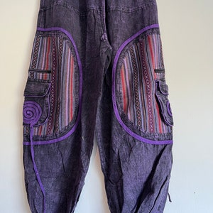 Printed Cotton Hippie Trousers: Elastic Waist Boho Pants