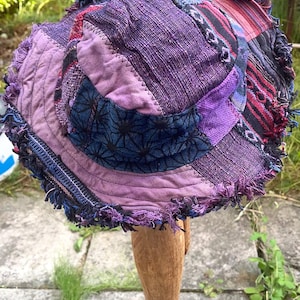 Unisex Hemp Cotton Purple -Wire Rim- Festival- Summer-Hippie Hat- Hand Made In Nepal