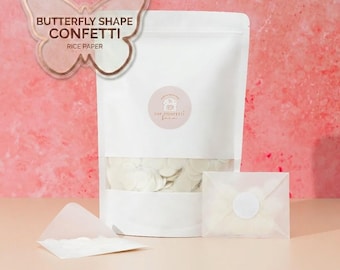 White Butterfly Wedding Confetti Kit | Biodegradable Rice Paper, Vellum Envelopes, Eco-Friendly