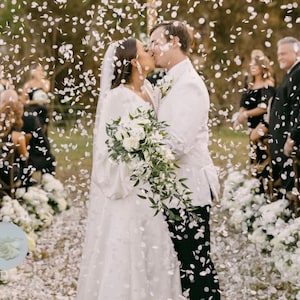 Sac circulaire XL de confettis biodégradables | 100 invités | Soluble dans l'eau | Papier de riz | Idée de sortie de mariage | Lancer d'allée | Blanc ou couleur
