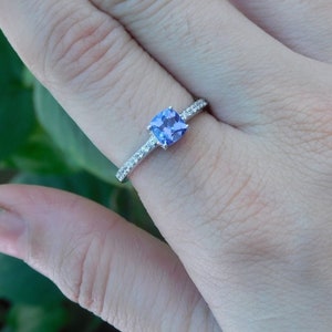 Cushion Cut Natural Tanzanite Gemstone Ring \ 14K Gold Ring \ Real Diamond Ring Engagement Anniversary Ring Promise Custom Ring Gift For Her