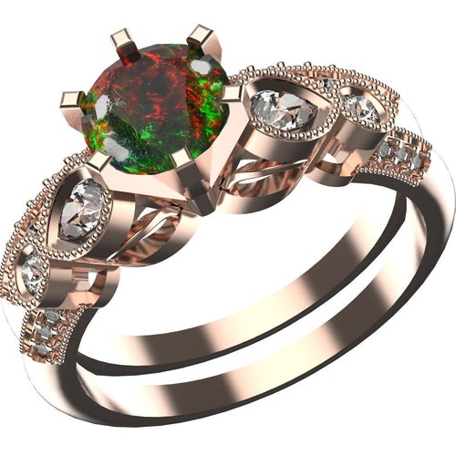 Natural Opal engagement ring/ 925 Sterling Silver Ring/ Wedding ring /CZ diamond Ring/ Promise ring/ anniversary Ring/ online Christmas Gift Ring