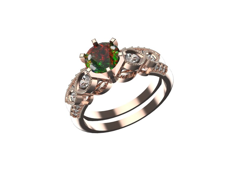 Natural Opal engagement ring/ 925 Sterling Silver Ring/ Wedding ring /CZ diamond Ring/ Promise ring/ anniversary Ring/ online Christmas Gift Ring