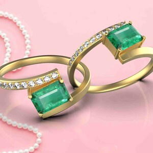 14k Gold Women Wedding And Engagement Ring / Anniversary Wedding Gift Ring / May Birthstone Ring