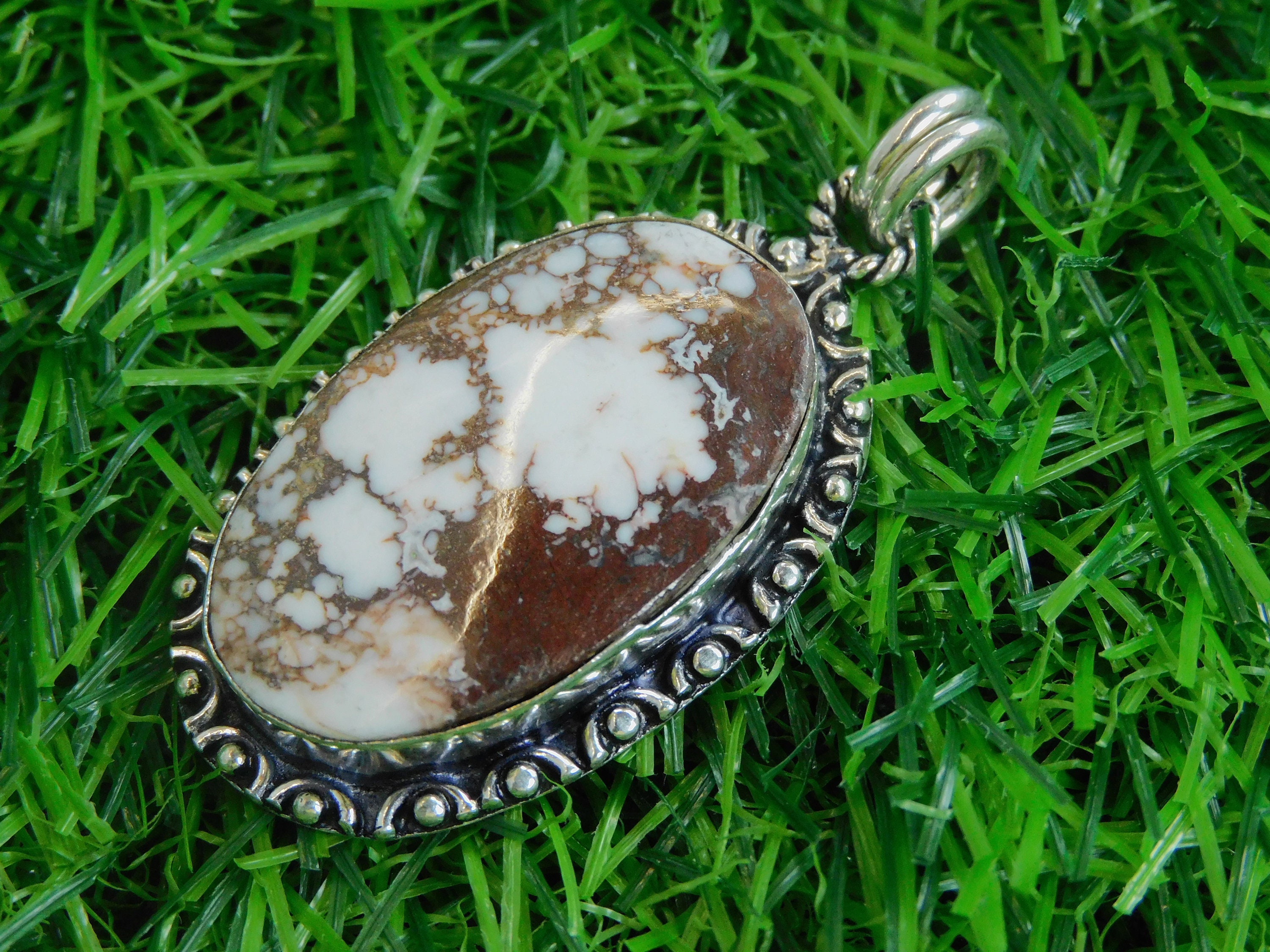 Real Wild Horse Stone Pendant Sterling Silver Pendant for - Etsy