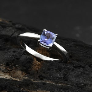 Princess Tanzanite Ring- 14 k White Gold - Engagement Ring- Promise Ring- Purple Gemstone- December Birthstone, Gift for her,Rings for Women