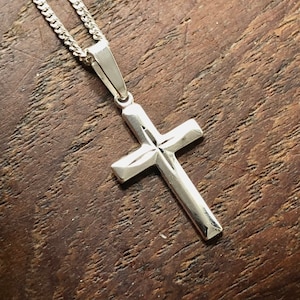 Solid Silver Cross Pendant | Religious Jewelry | Christian Necklace | optional curb chain necklace | 925 sterling silver •