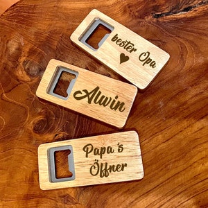 Personalized bottle opener / bottle opener with desired engraving (square) / Father's Day gift / bachelor party / birthday