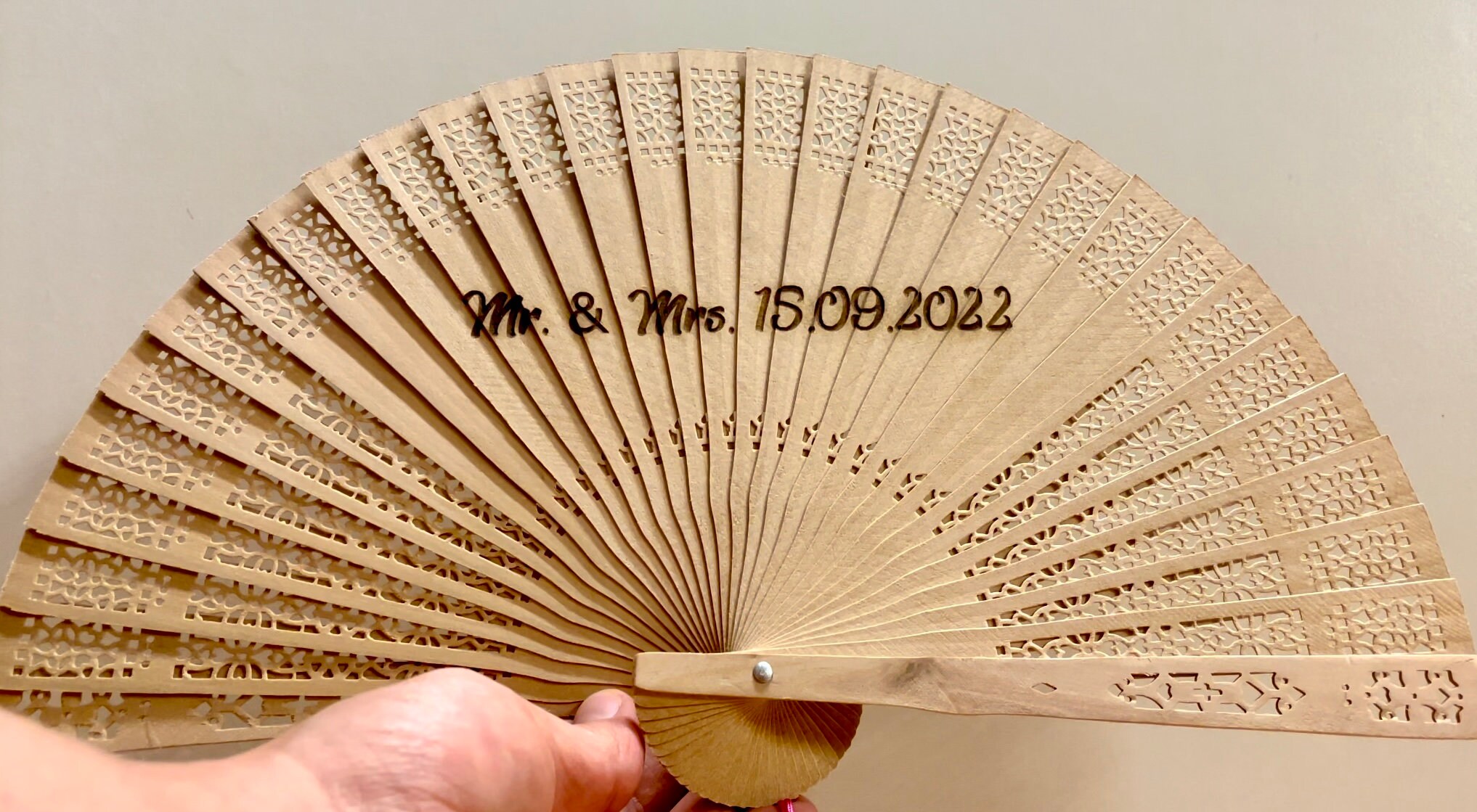 Holzfächer personalisierbar / Handfächer / Faltfächer / Hochzeitsfächer / Fächer / Geschenk / Gastgeschenke Hochzeit / Geburtstag Garten