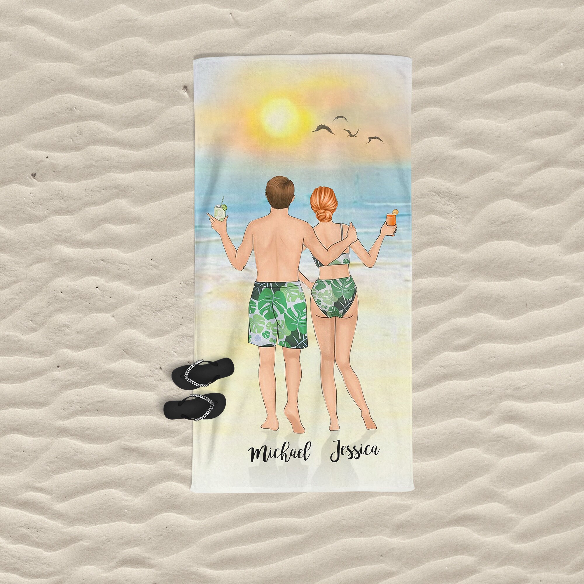 Couple Love Personalized Beach Towel / Personalized Towel / Etsy