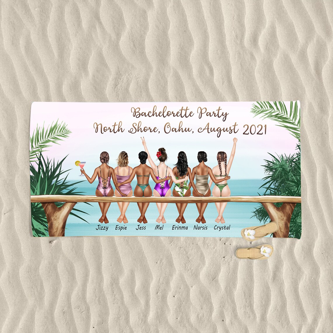 Bachelorette Party Beach Towel / Bestie Customize Towel / Etsy