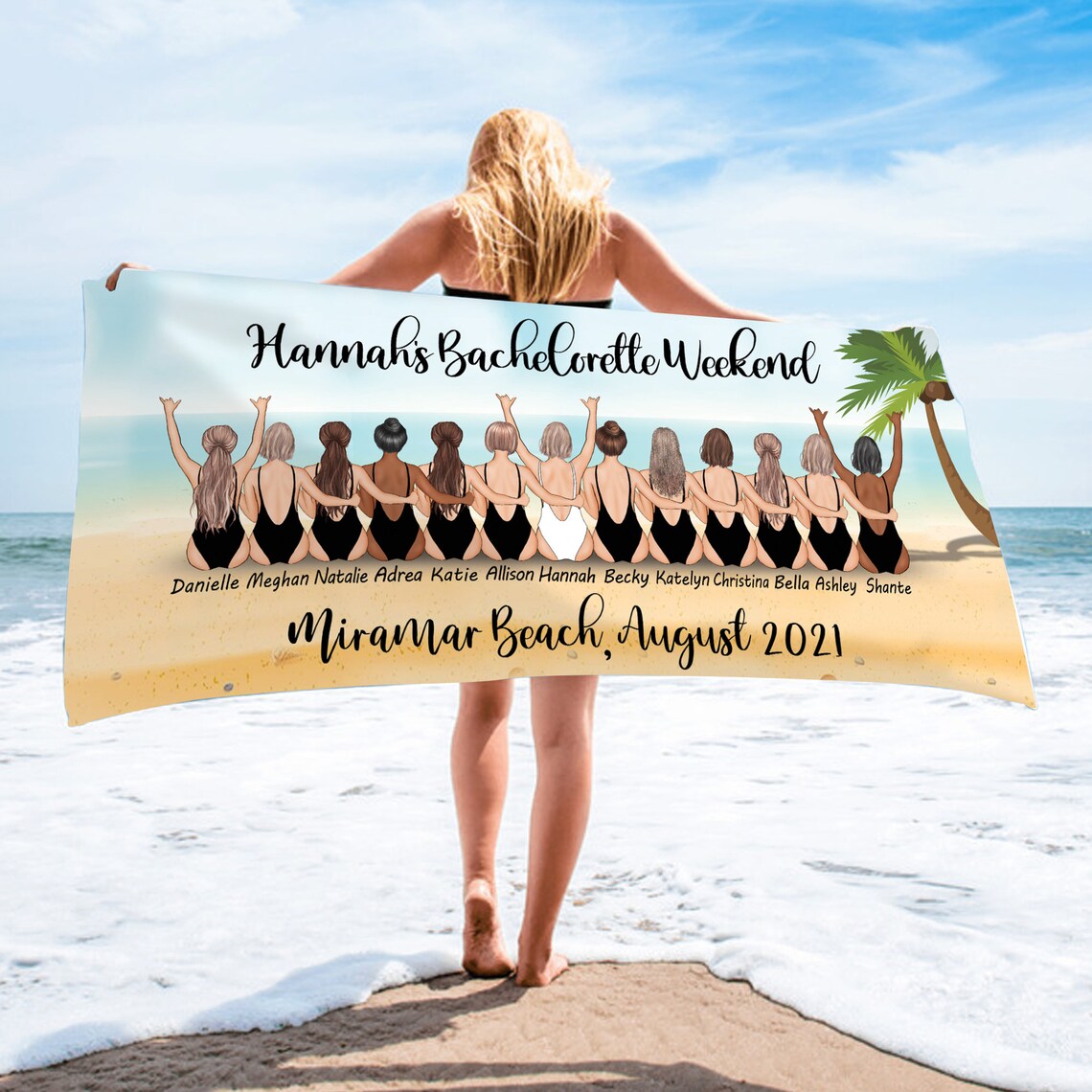 Wedding Bachelorette Party Beach Towel / Bestie Customize Etsy