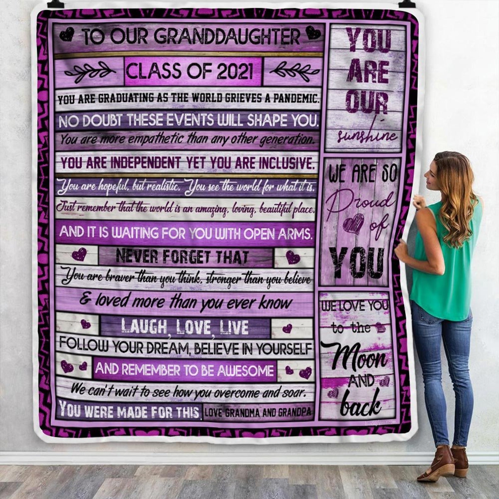 Letter Graduation To My Granddaughter Follow Your Dream Fleece Etsy