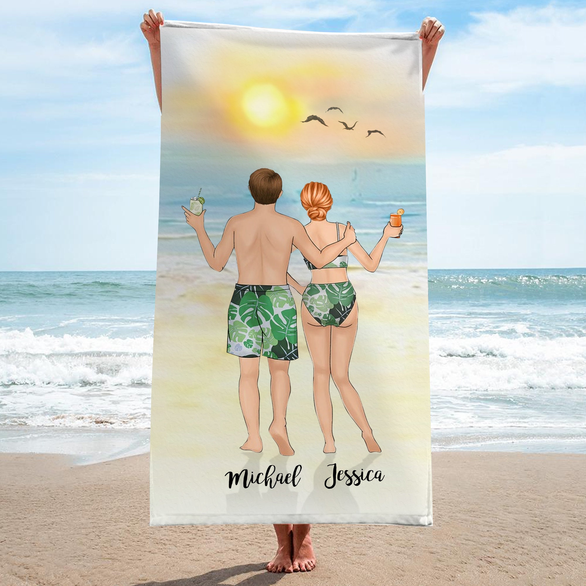 Couple Love Personalized Beach Towel / Personalized Towel / Etsy