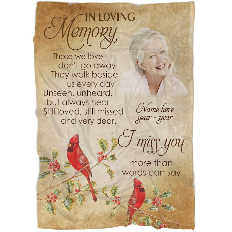 Cardinal Remembrance In Loving Memory Mom Fleece Blanket / Etsy
