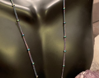 Titanium Rainbow Plated 304 Stainless Steel Satellite Chain, Choker, Necklace, Layering Rainbow Chain, Hypoallergenic Chain, Custom Length