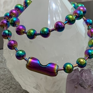 Big Titanium Rainbow Stainless Steel Women/Mens Ball Chain, Hip Hop Chain-Choker, Necklace, Layering Chain, Hypoallergenic, Custom Length