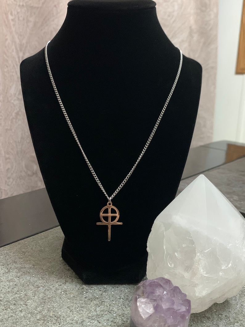 Gnostic Cross Necklace, Gnostic Pendant, Gnosticism Jewelry Talisman, Custom Length, Waterproof,Hypoallergenic Chain and charm imagem 3