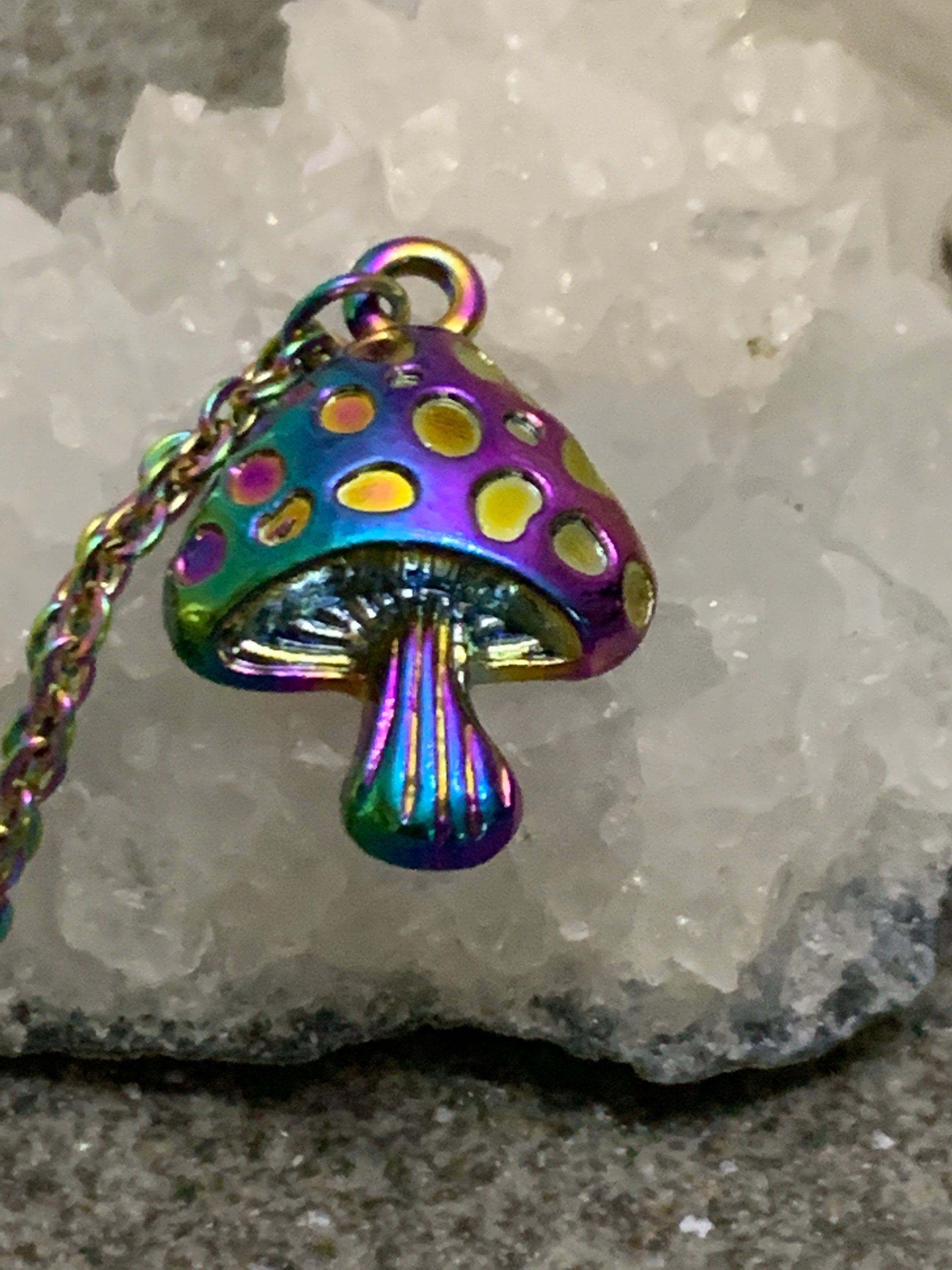 Rainbow Mushroom Charms Necklace 