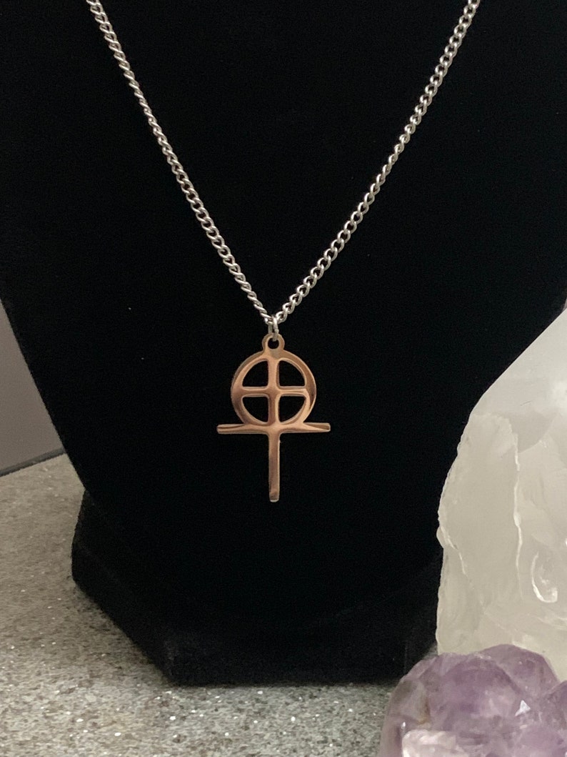 Gnostic Cross Necklace, Gnostic Pendant, Gnosticism Jewelry Talisman, Custom Length, Waterproof,Hypoallergenic Chain and charm imagem 2