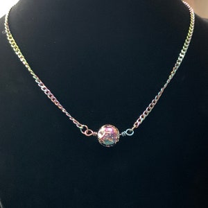 Rainbow Plated Lava Stone Niobium Necklace, Rainbow Plated Chain, Hypoallergenic 304 Stainless Steel Chain