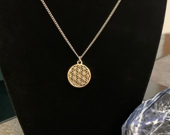 Flower of Life Necklace, Seed of Life Pendant, Metaphysical Jewelry, Spiritual Talisman, Hypoallergenic Chain, Custom Length