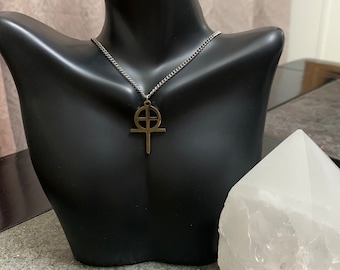 Gnostic Cross Necklace, Gnostic Pendant, Gnosticism Jewelry Talisman, Custom Length Hypoallergenic Chain and charm