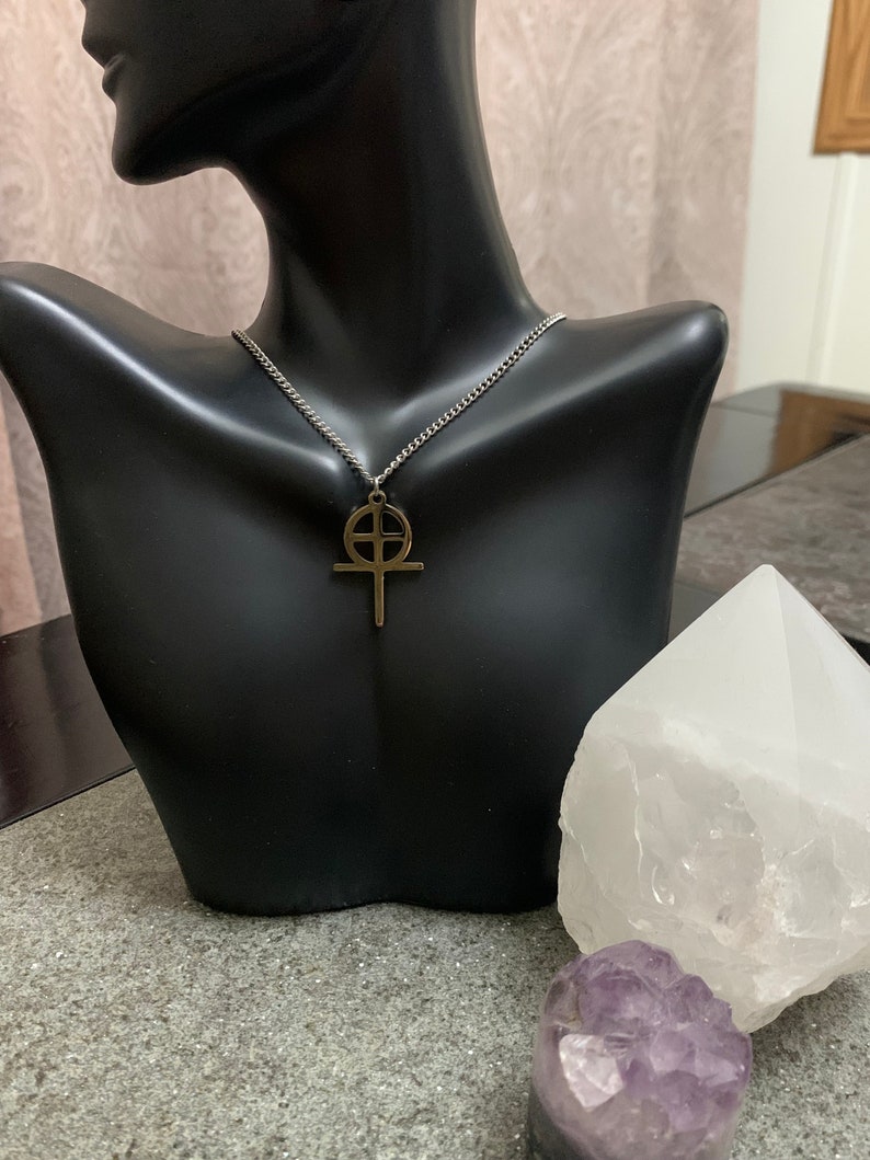 Gnostic Cross Necklace, Gnostic Pendant, Gnosticism Jewelry Talisman, Custom Length, Waterproof,Hypoallergenic Chain and charm imagem 1