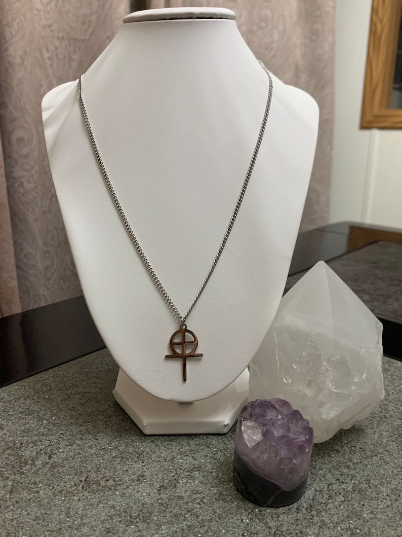 Gnostic Cross Necklace, Gnostic Pendant, Gnosticism Jewelry Talisman, Custom Length, Waterproof,Hypoallergenic Chain and charm imagem 5