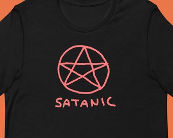 Satanic Pentagram | Unisex T Shirt Graphic Tee | Crew Neck Short Sleeve Original Art Design