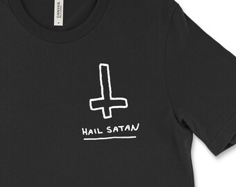 requin Morsure de personnes Hail Satan T-shirt unisexe-Rétro requin Morsure de personnes Hail Satan T-shirt unisexe-Rétro