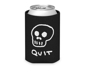 Quit | Skull Can Cooler Koozie Cozie | Regular & Skinny Cans | Beer Seltzer