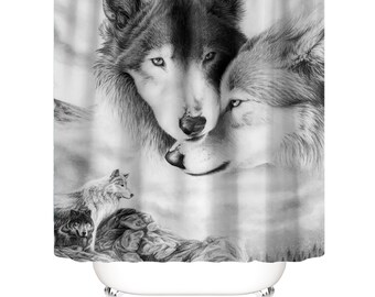 Wolf Shower Curtain Etsy